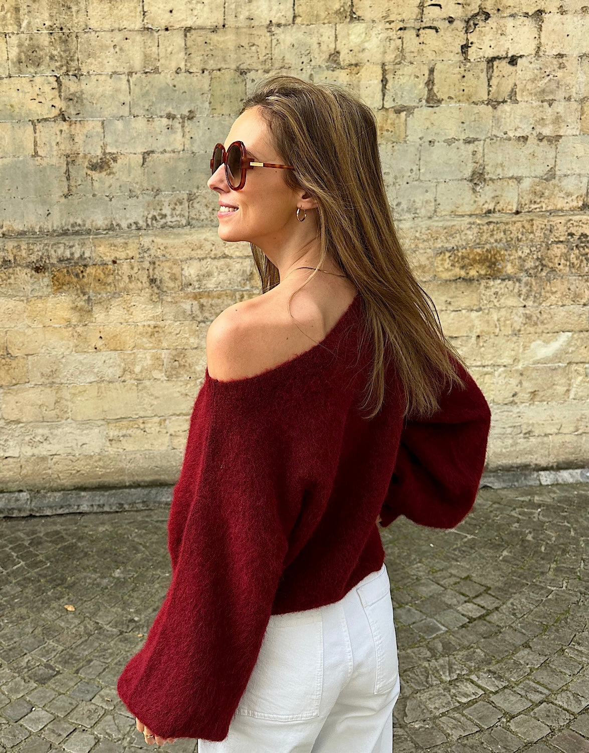 Off shoulder sweater - Bordeaux