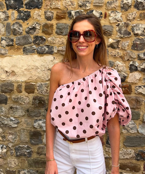 Flavie one shoulder top - roze