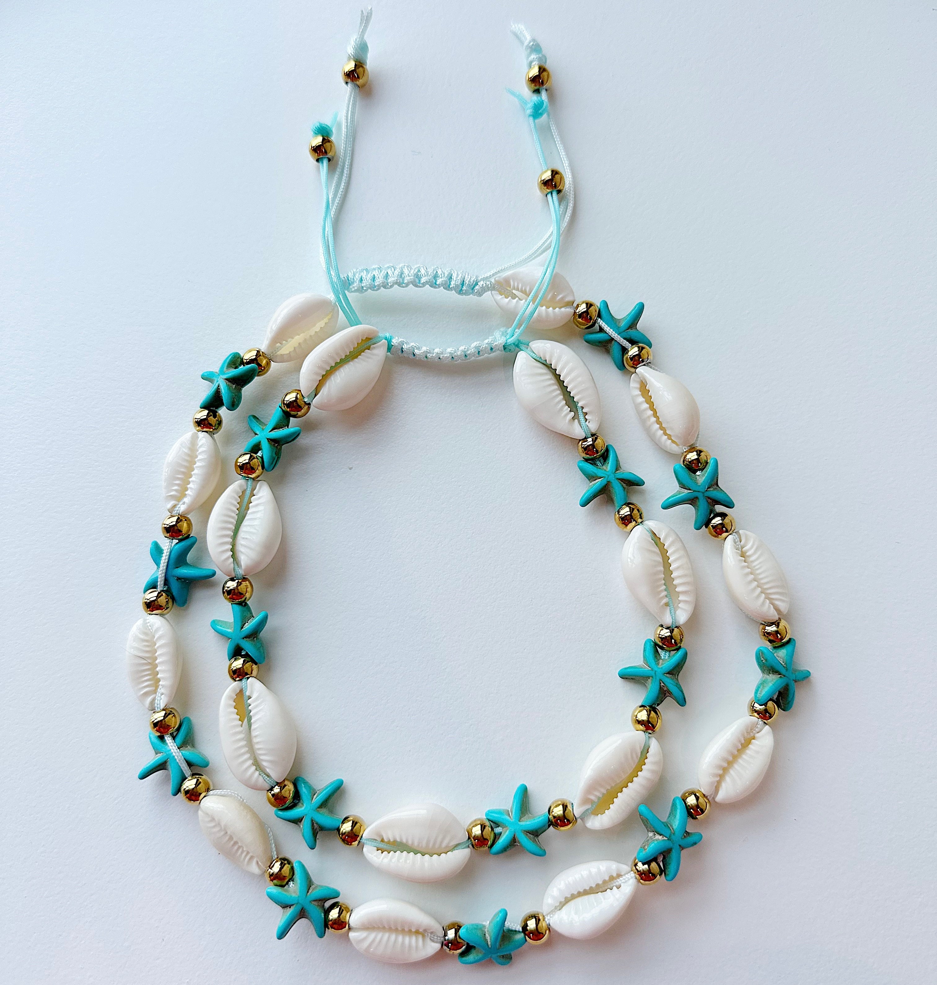 Handmade Dogs Shell Necklace Turquoise