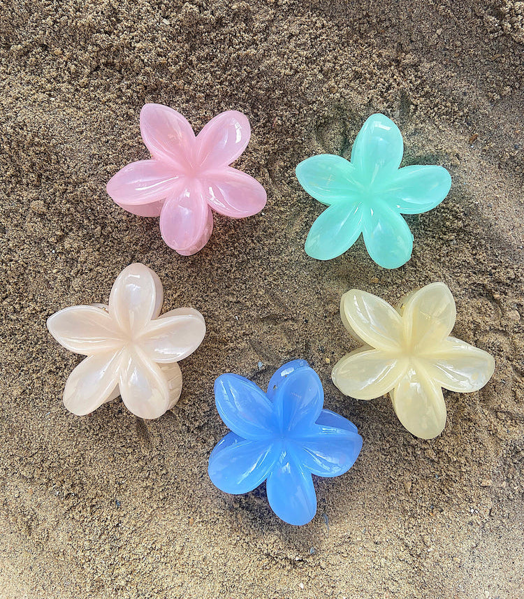 FLOWER HAIR CLIP GLOSSY MINT