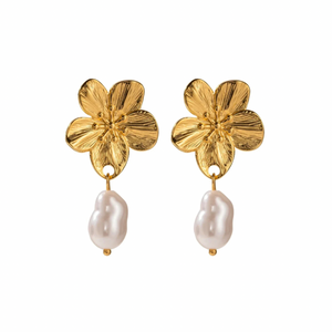 Flower Pearl Earring Gold