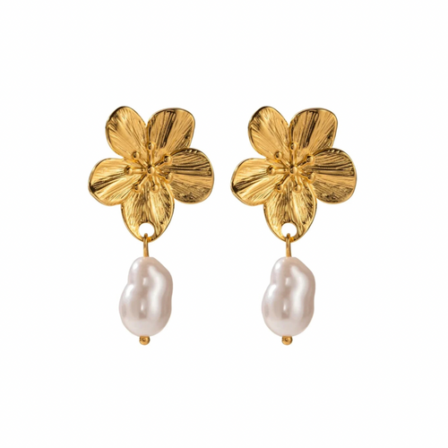 Flower Pearl Earring Gold