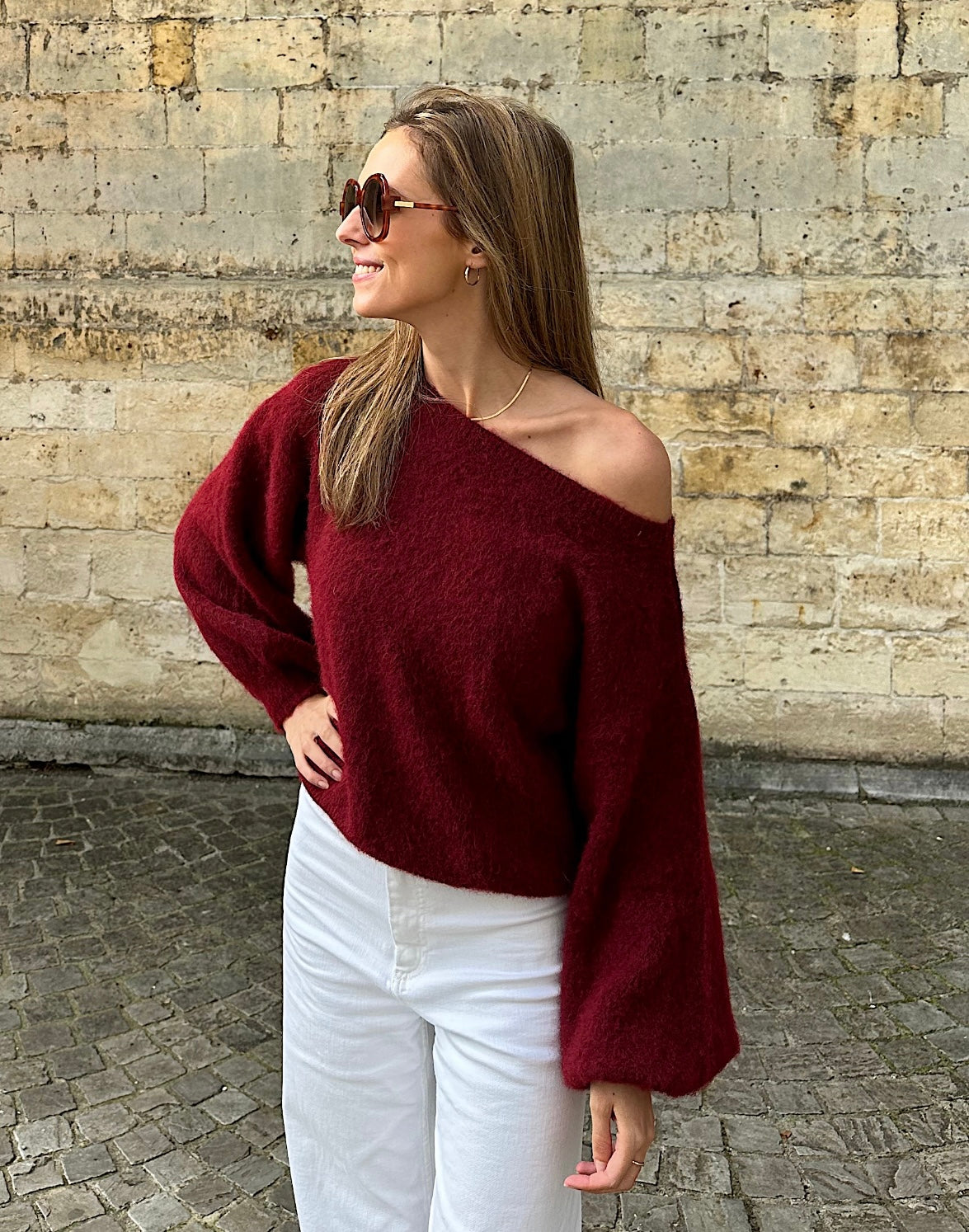 Off shoulder sweater - Bordeaux