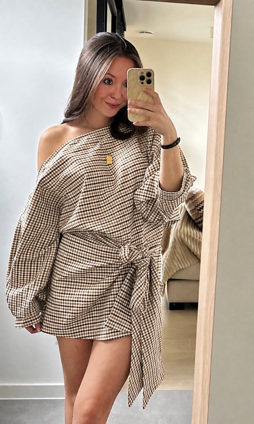 Mona Blouse - Beige/Choco