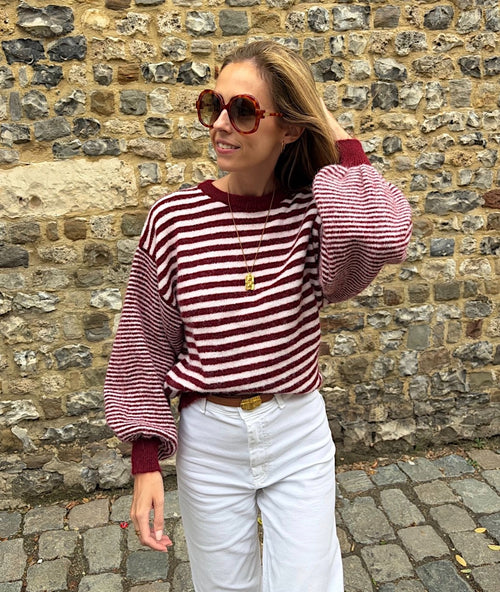 Blanche Striped Knit - Bordeaux