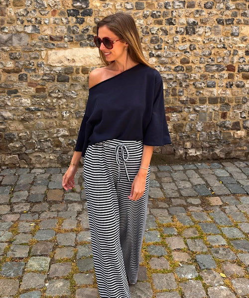 Lucette off shoulder tee - marineblauw
