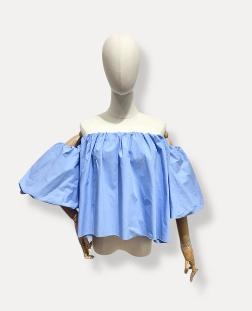 Fleur off shoulder top
- lichtblauw