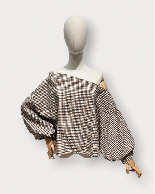 Mona Blouse - Beige/Choco