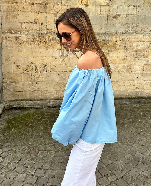 Juliette off shoulder blouse - lichtblauw