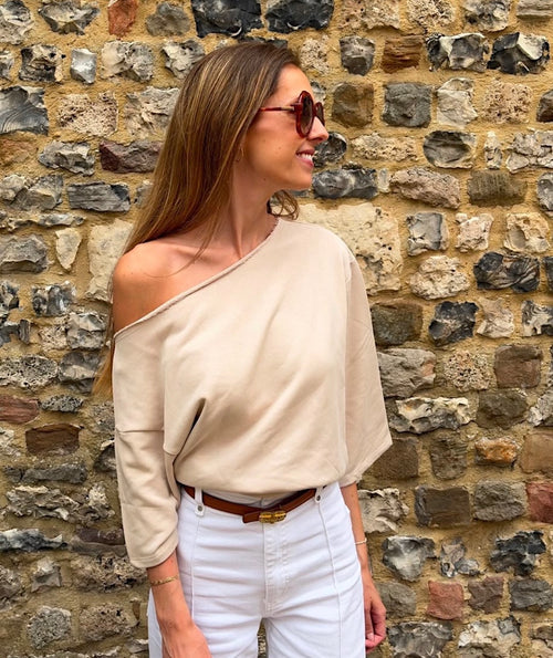Lucette off shoulder tee - beige