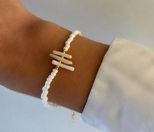 Handmade Célestine White Necklace Gold