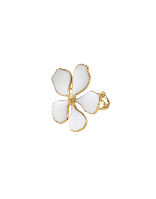 White Flower Ring Gold