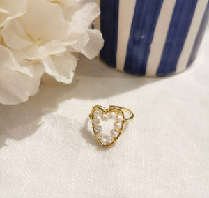 Pearly Heart Ring Gold