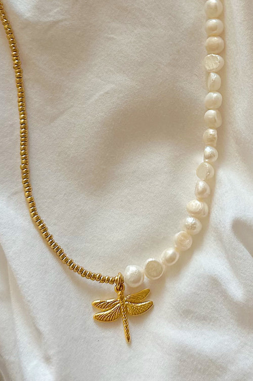 Handmade Libelle Necklace Gold