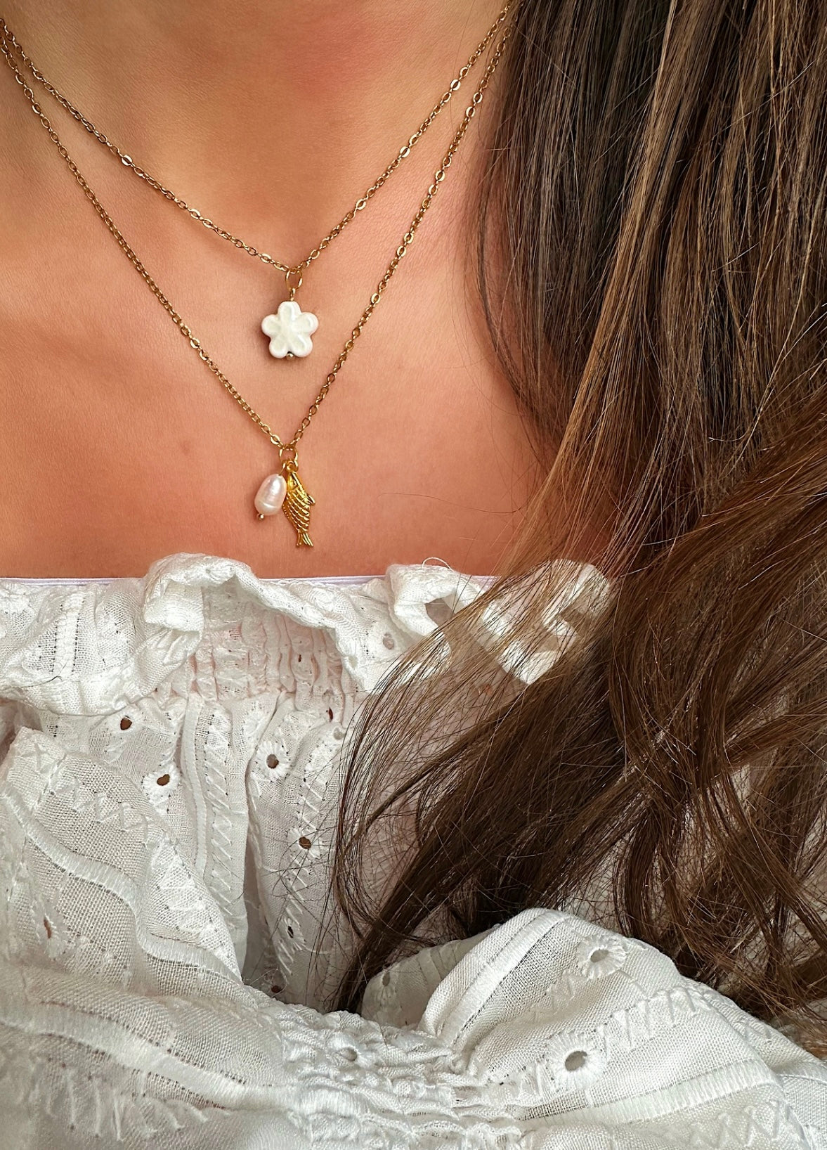 Handmade Flower Necklace Gold