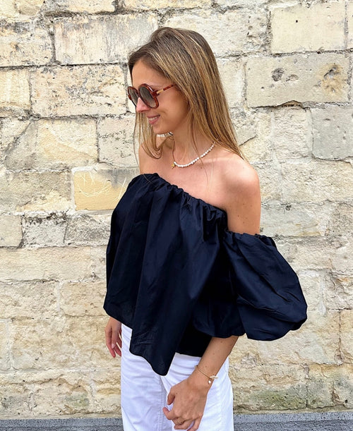 Fleur off shoulder top - marineblauw