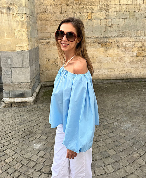 Juliette off shoulder blouse - lichtblauw