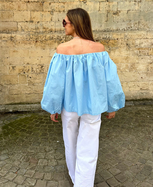 Juliette off shoulder blouse - lichtblauw