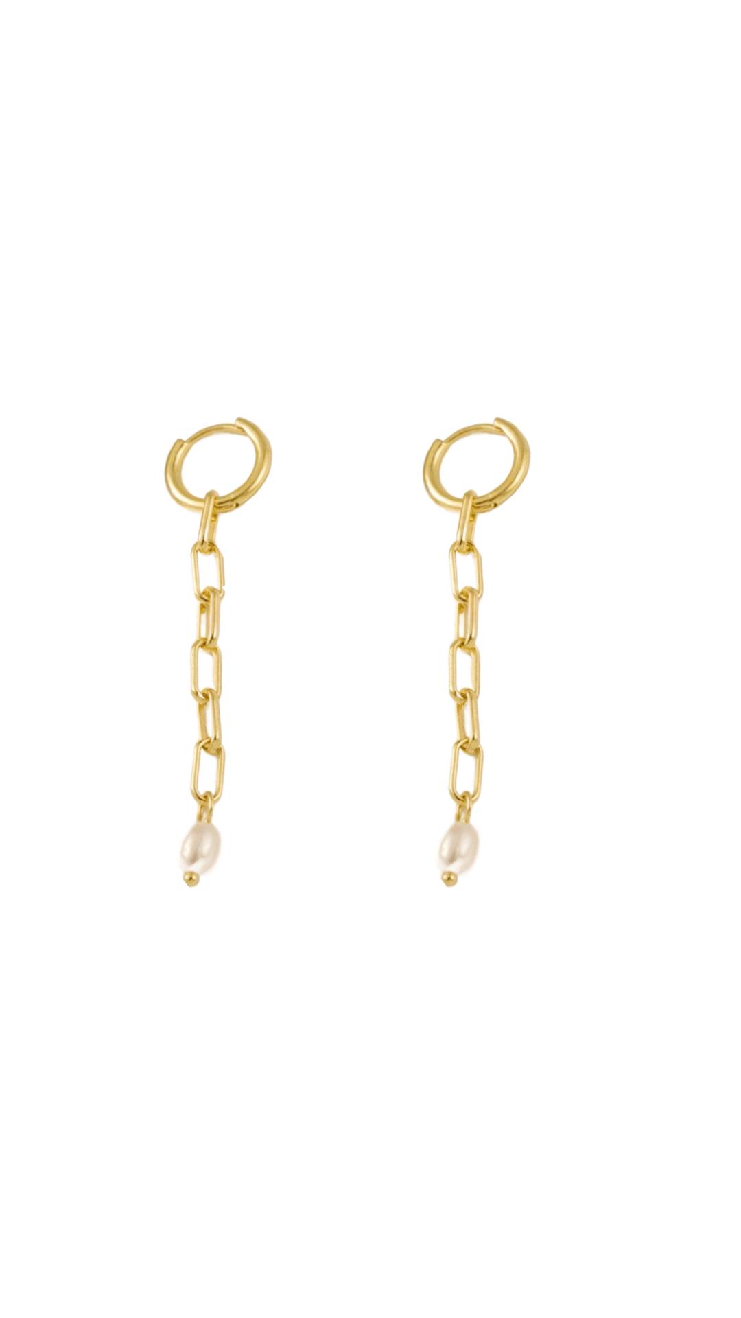 Chain Pearl Hoops Gold