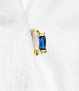 Mini Baguette Hoop Gold Cobalt Blue